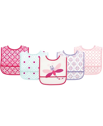 Luvable Friends Girls 5Pk Peva Bibs