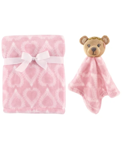Hudson Baby Girls Plush Blanket with Security
