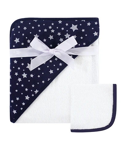 Hudson Baby Unisex Plush Cotton Hooded Drying Robe with Matching Cleansing Cloth