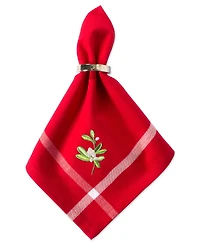 Embroidered Mistletoe Corner with Border Napkin, Set of 6