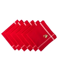 Embroidered Mistletoe Corner with Border Napkin, Set of 6
