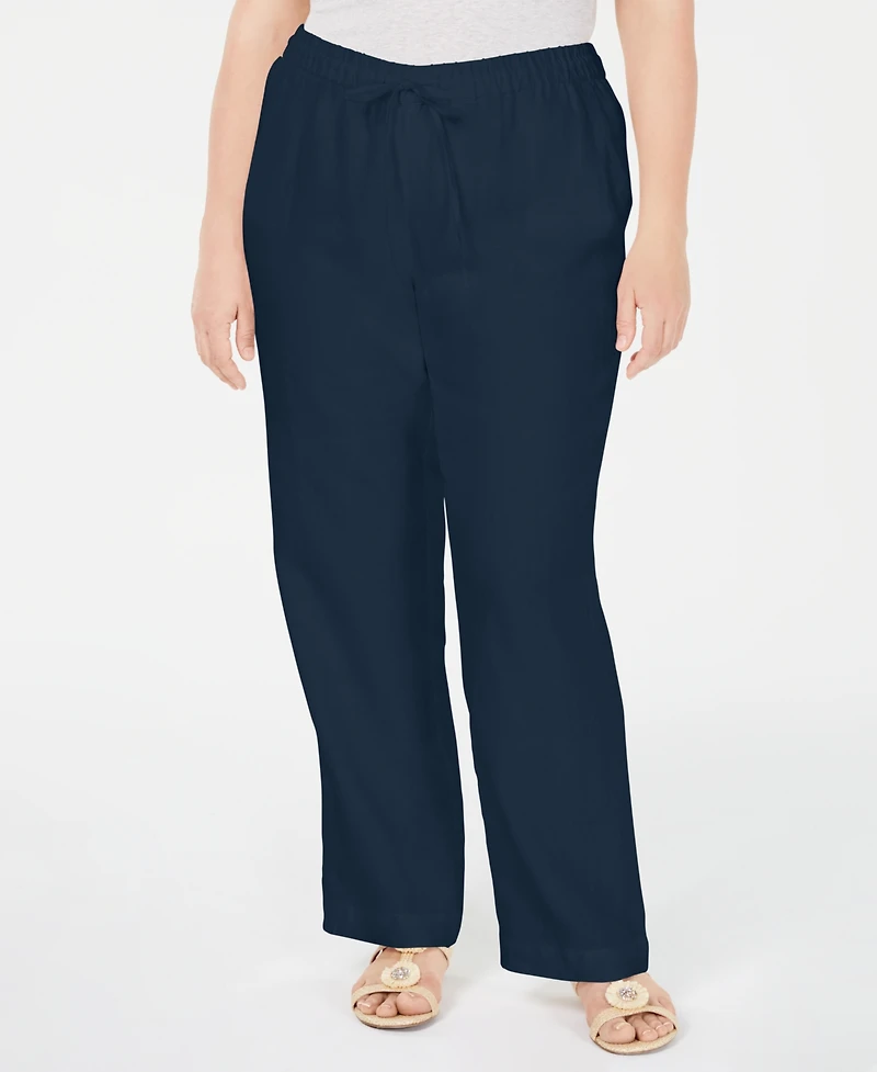 Charter Club Plus 100% Linen Pants, Exclusively at Macy's
