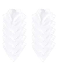 Luvable Friends Unisex Baby Bandana Bibs, White 10-Pack, One Size