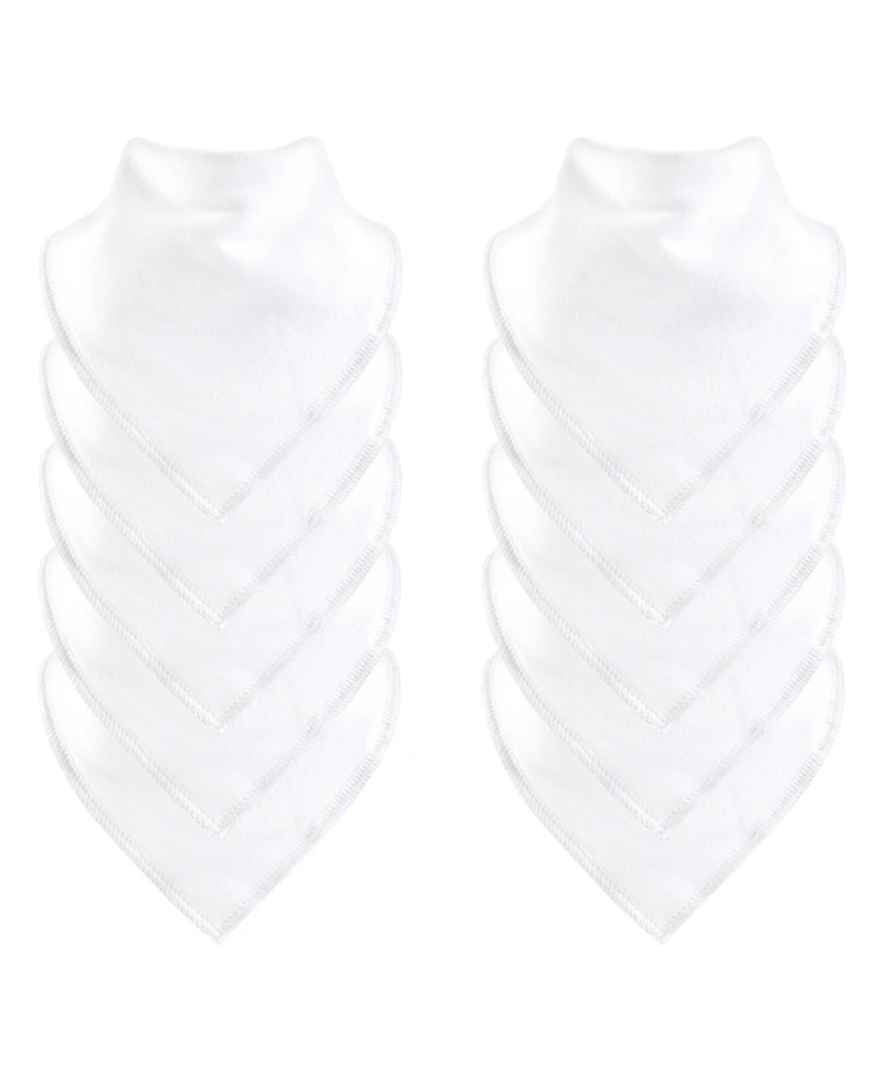 Hudson Baby Unisex Baby Cotton Bandana Bib with Soft Fleece Backing, White 10-Pack, One Size