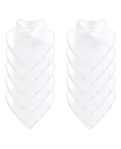 Hudson Baby Unisex Baby Cotton Bandana Bib with Soft Fleece Backing, White 10-Pack, One Size
