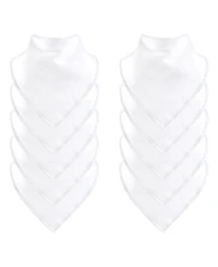Hudson Baby Unisex Baby Cotton Bandana Bib with Soft Fleece Backing, White 10-Pack, One Size