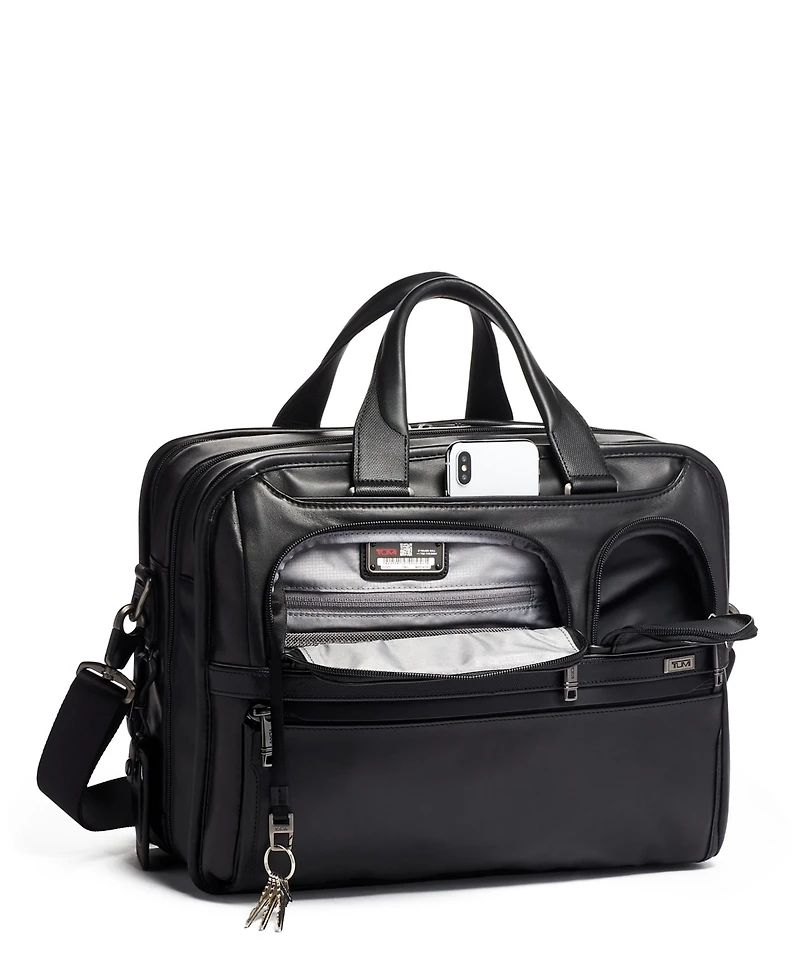 Tumi Alpha 3 Expandable Organizer Leather Laptop Brief