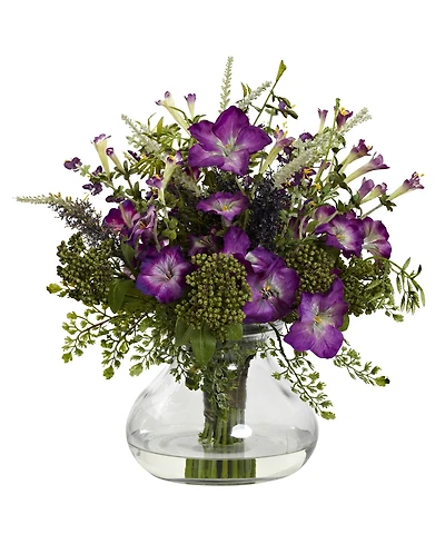 Nearly Natural Large Mixed Morning Glory w/ Vase