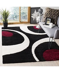 Safavieh Florida Shag SG474 Black and Ivory 5'3" x 7'6" Area Rug