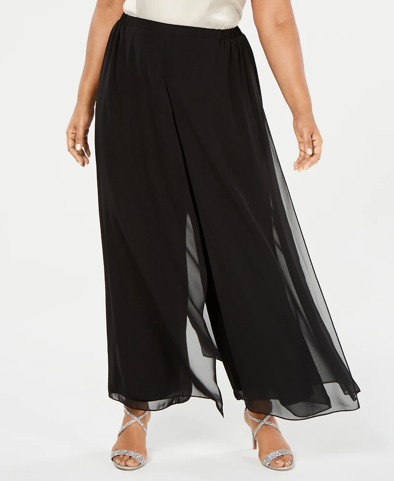 Alex Evenings Plus Flowy Wide-Leg Pants