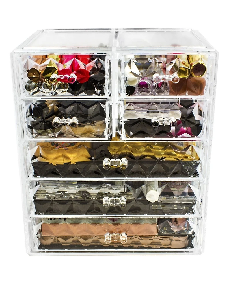 Sorbus 6 Drawer Acrylic Makeup Organizer Case for Cosmetics, and jewelry - Drawers with Diamond Detail
