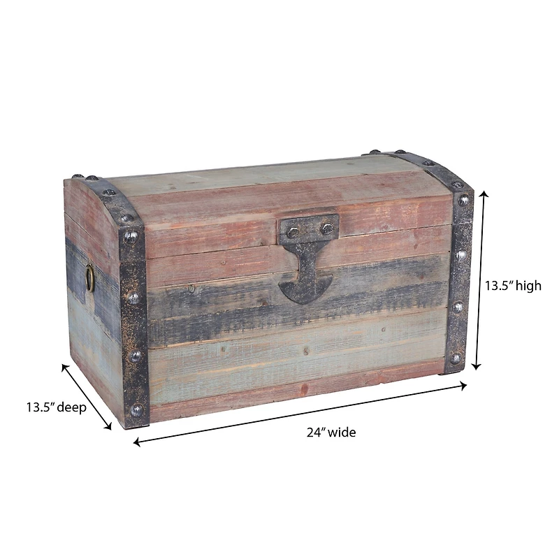 Household Essentials Small Weathered Wooden Storage Trunk