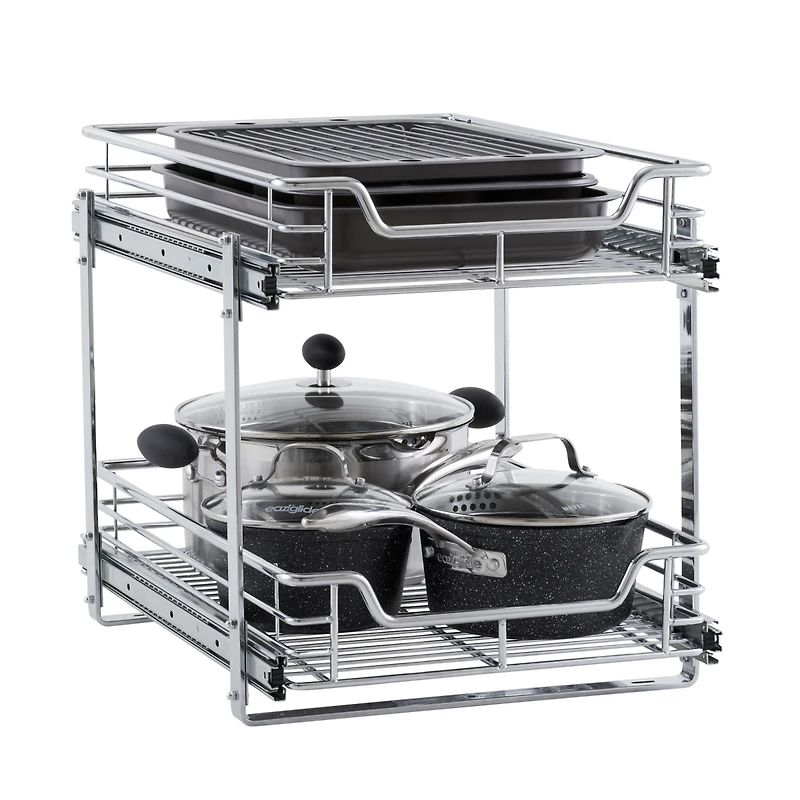 Household Essentials Glidez Dual Slide 2-Tier Sliding Cabinet Organizer