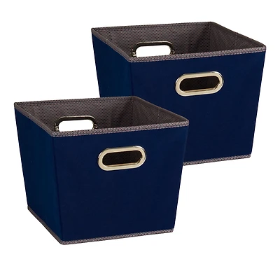 Household Essentials Medium Tapered Bins, 2 pc Set, Navy