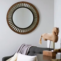 Household Essentials Wood Framed Sunburst Metal Mirror