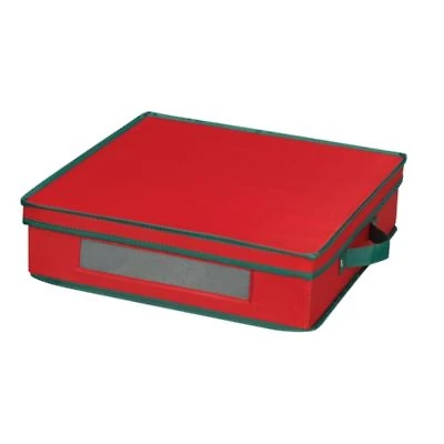 Household Essentials Holiday Charger Plate Storage Box Windowed Clear Front Panel Trim