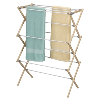 Household Essentials Bamboo Folding Clothes Drying Rack with 11 Dowels