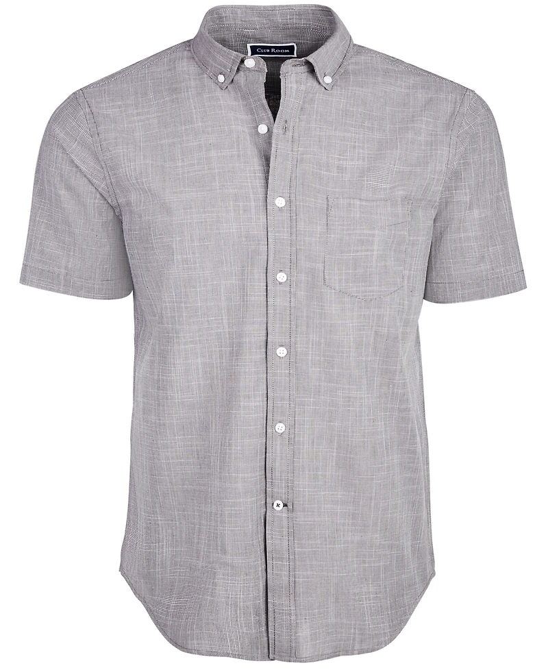 Club Room Men's Texture Check Stretch Cotton Shirt, Created for Macy's