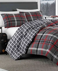 Closeout! Eddie Bauer Willow Plaid Microsuede Reversible Comforter Set