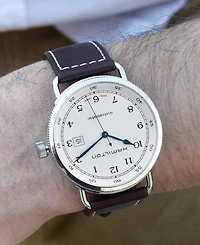 Hamilton Men's Swiss Automatic Khaki Navy Pioneer Brown Leather Strap Watch 43mm H77715553