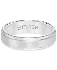 Triton Men's White Tungsten Carbide Ring, Comfort Fit Wedding Band (6mm)