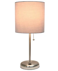 Lime Lights Stick Lamp with Usb charging port and Fabric Shade