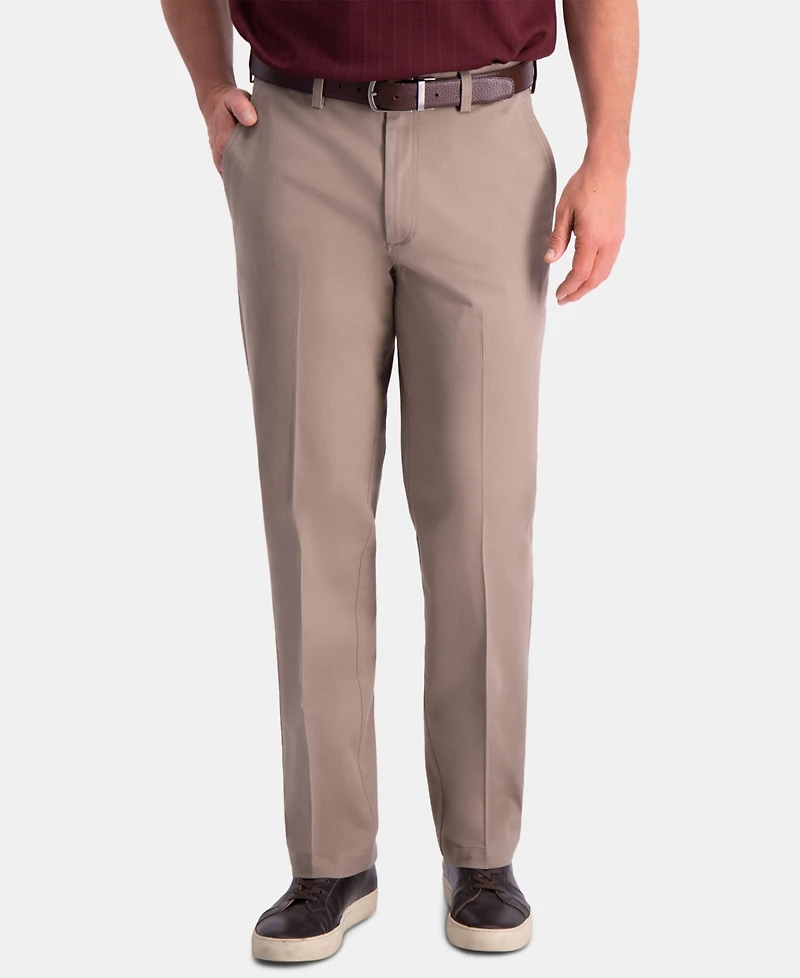 Haggar Men's Premium Comfort Khaki Classic-Fit 2-Way Stretch Wrinkle Resistant Flat Front Casual Pants