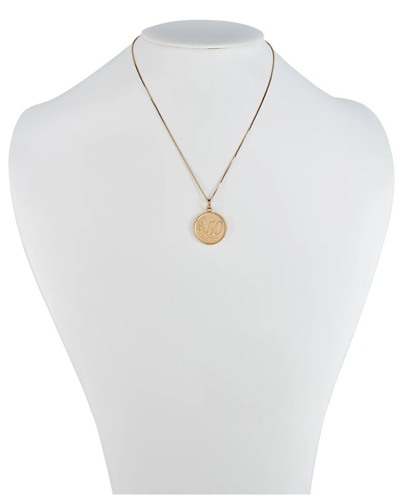 Vermeil Engraved Euro Coin Pendant Necklace