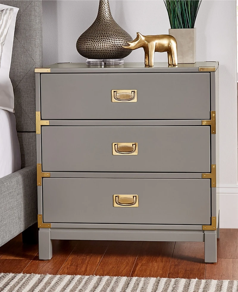 Herley 3-Drawer Gold Accent End Table Nightstand