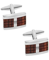 Sutton Silver-Tone Wood Inset Cufflinks