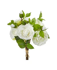 Nearly Natural 11" Camellia Artificial Flower Bouquet (Set of 4)