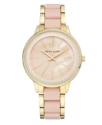 Anne Klein Women's Gold-Tone Blush Link Bracelet Watch 37mm
