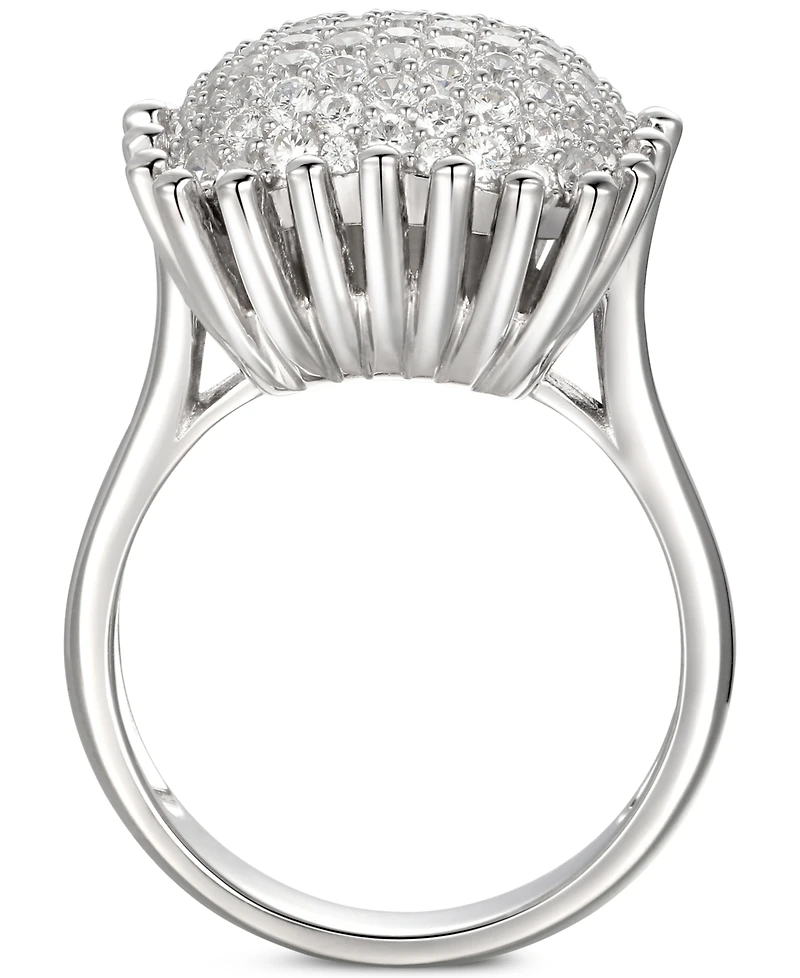 Cubic Zirconia Pave Statement Ring Sterling Silver
