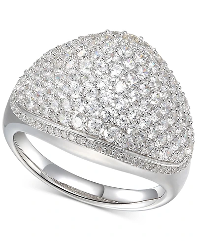 Cubic Zirconia Pave Dome Ring Sterling Silver
