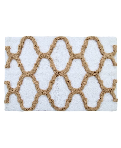 Saffron Fabs Geometric Non-Skid Cotton Bath Rug, 21" x 34"