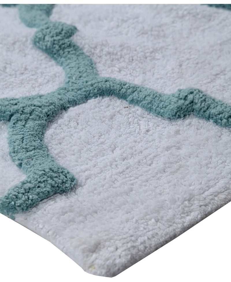 Saffron Fabs Geometric Non-Skid Cotton Bath Rug, 24" x 36"