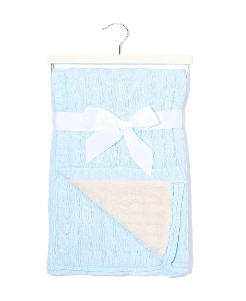 3 Stories Trading Baby Boy Cable Knit Sherpa Blanket