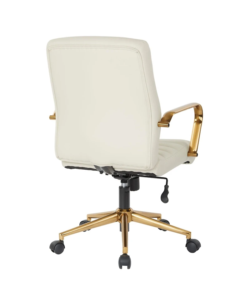 Mid-back Faux Leather Chair with Arms and Base