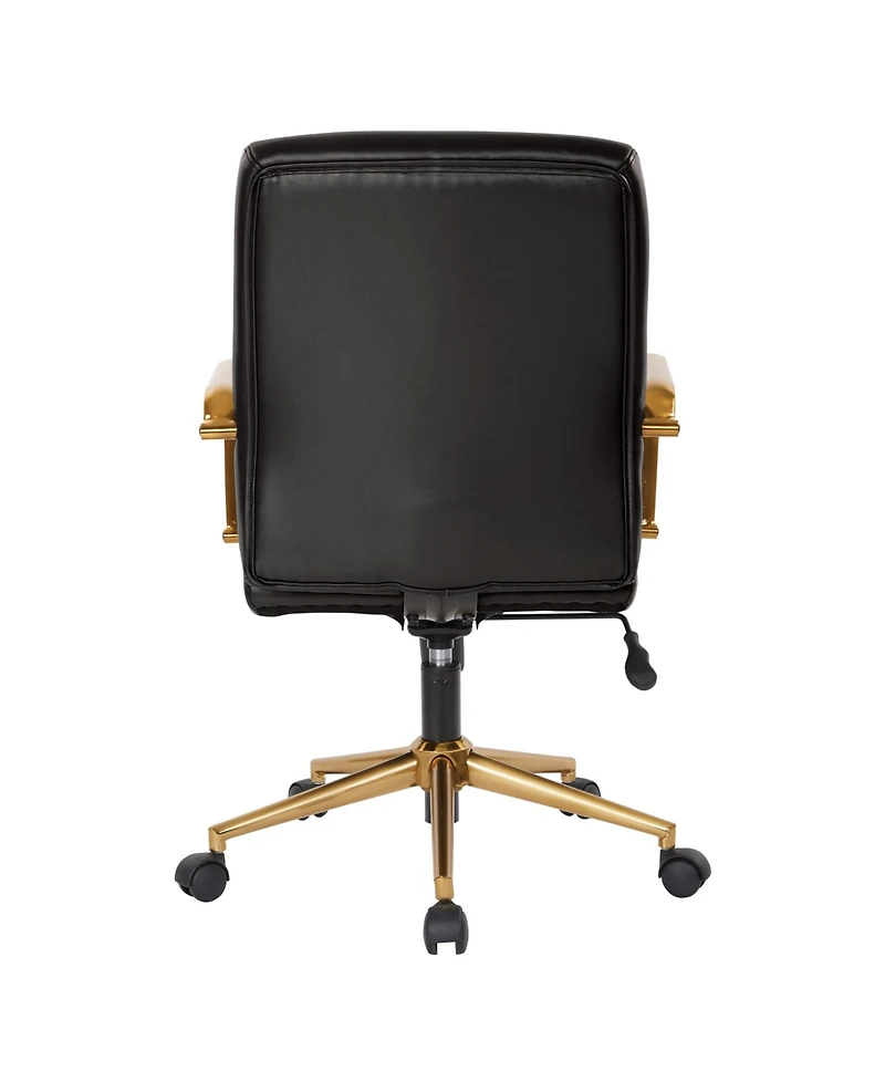 Mid-back Faux Leather Chair with Arms and Base
