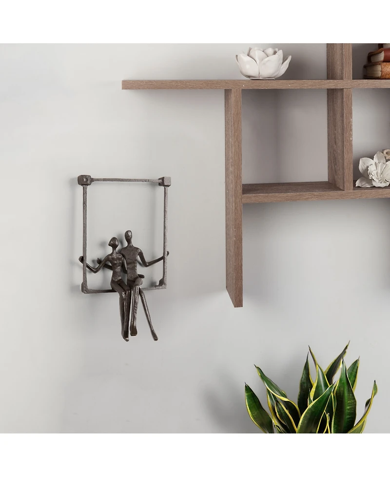 Danya B. Couple Sitting on a Window Seal Iron Wall Piece