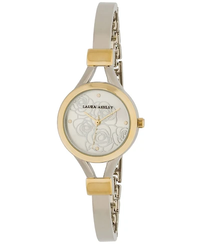 Laura Ashley Ladies' Two Tone Gold Thin Bangle With Floral Dial Watch