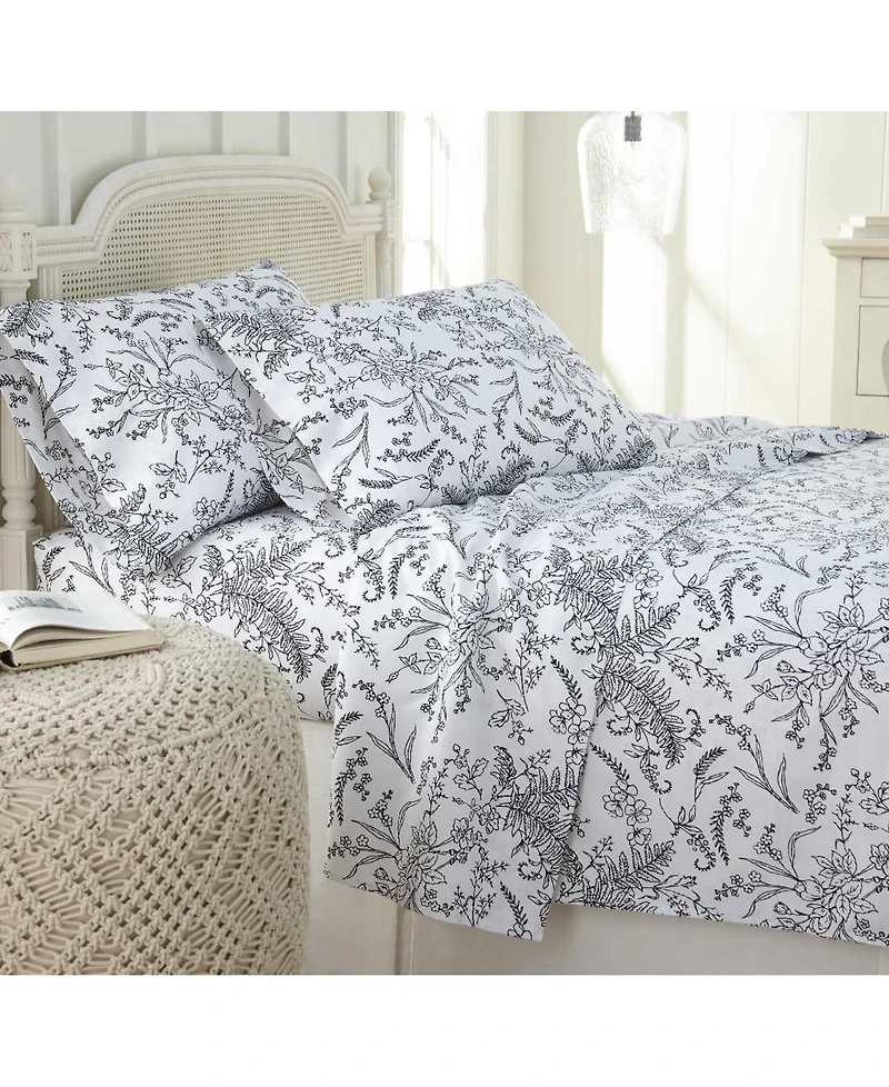 Southshore Fine Linens Ultra-Soft Floral or Solid 4-Pc. Sheet Set, California King