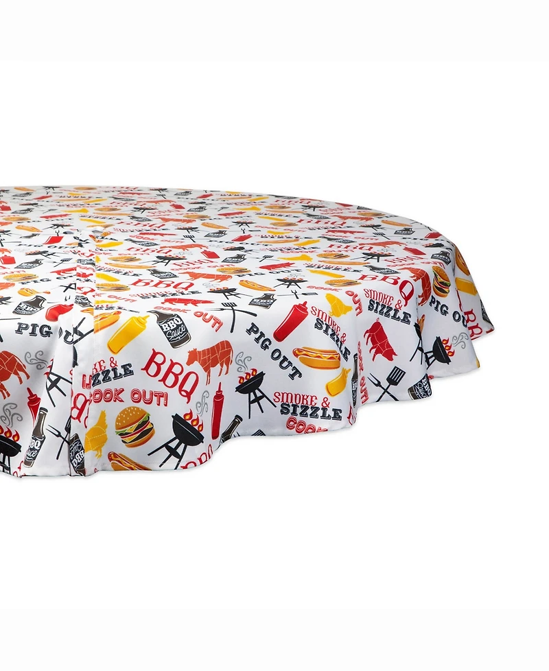 Bbq Fun Print Outdoor Table cloth with Zipper 60" Round
