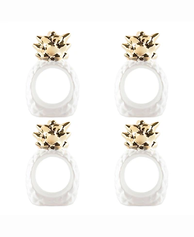 Gold Pineapple Napkin Ring Set of 4