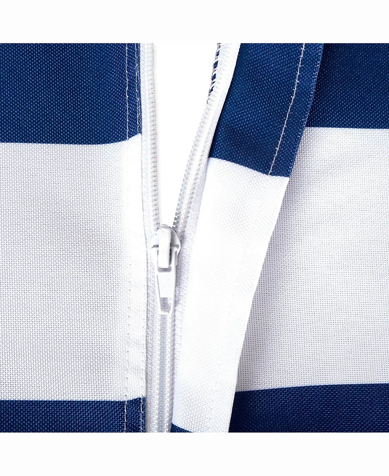Nautical Blue Cabana Stripe Outdoor Table cloth with Zipper 52" Round