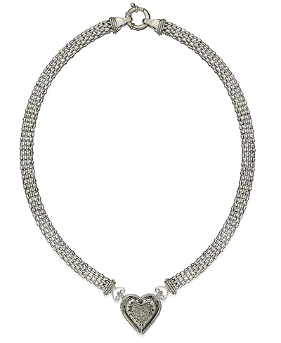 Diamond Mesh Heart Necklace in Sterling Silver (1/4 ct. t.w.)