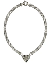 Diamond Mesh Heart Necklace in Sterling Silver (1/4 ct. t.w.)