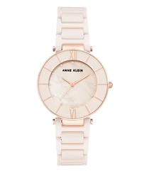Anne Klein Genuine Mother of Pearl Dial with Cubic Zirconia Crystals Watch