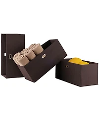 Winsome Torino 3-Pc Set Folding Fabric Baskets Chocolate