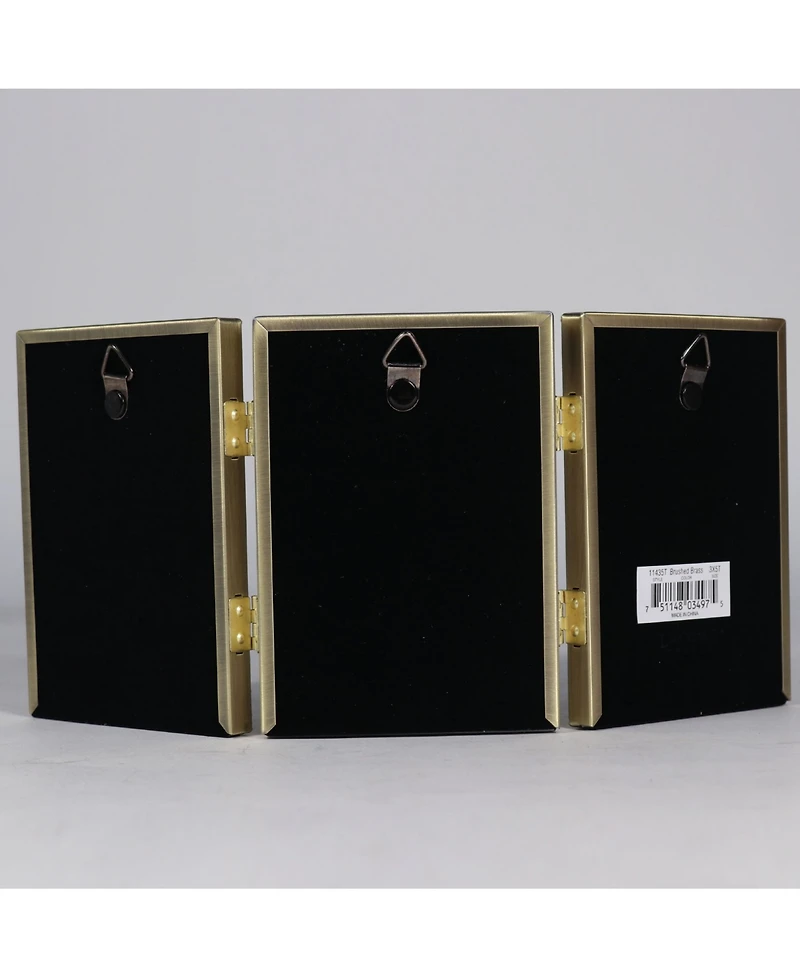 Lawrence Frames Antique Gold Bead Hinged Triple Picture Frame